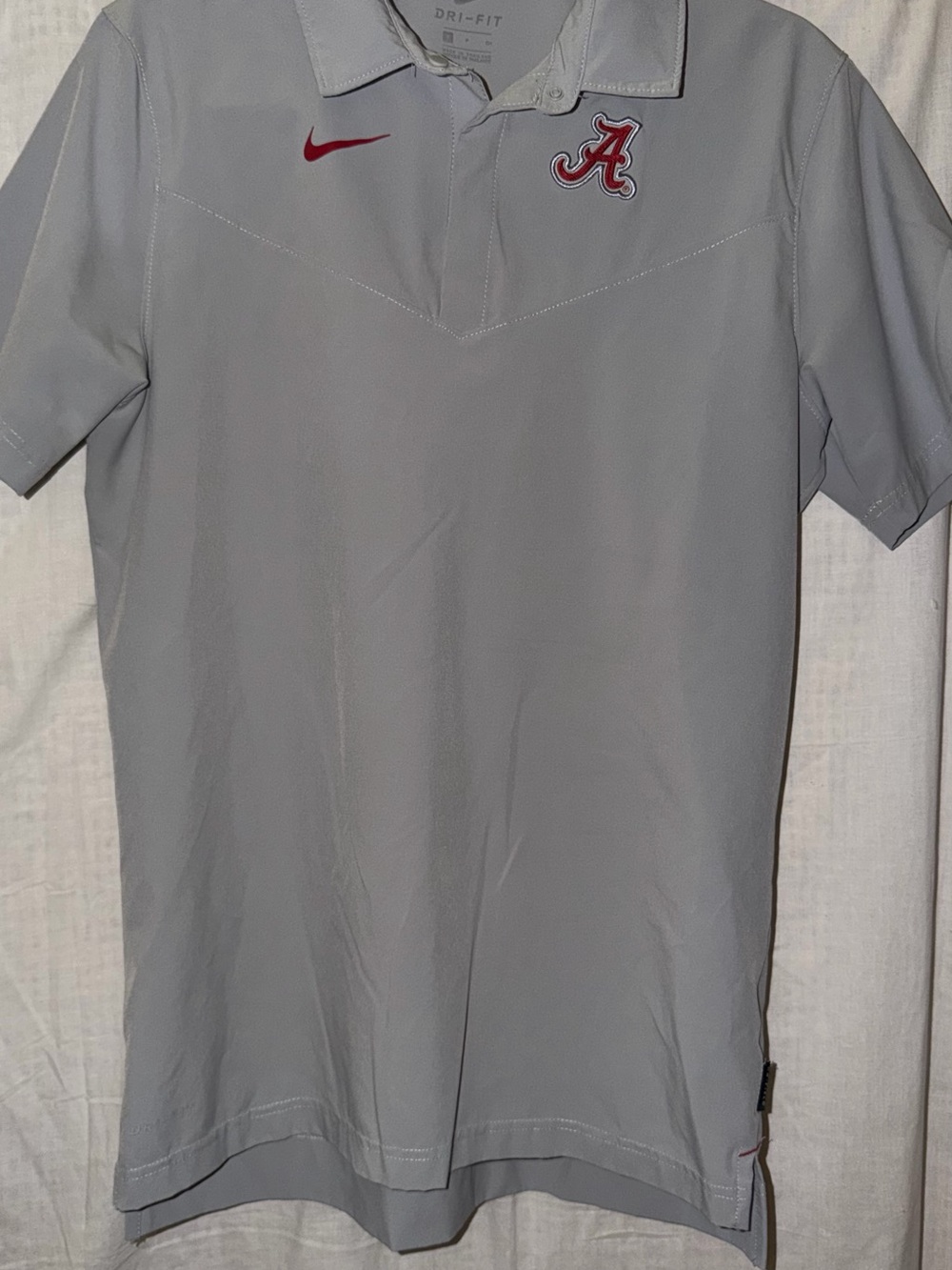 Nike Light Gray Dri-FIT Polo with Red Alabama 'A' Logo